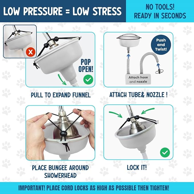 5-MinutePetBath Dog Bath Hose Attachment - Shower Head Accessory for Dog Washing - Low Stress Pet Shower - Portable Wash Station for Grooming, Rinse & Cleaning - Attachable Bathing Essential - Green-PawvioPets