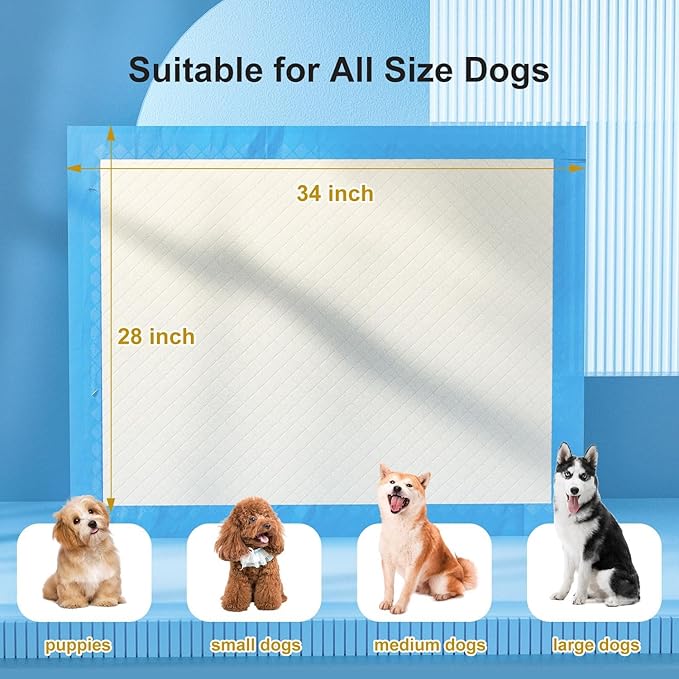 Gardner Pet Ultra Absorbent Thicker Dog Pee Pads Extra Large XL 28"x34" Leak-Proof Odor-Control Blue Puppy Training Pads Full Edge-Wrapping Pad for Dogs Dogs, Puppies, Doggie, Cats, Rabbits - 18 Ct-PawvioPets