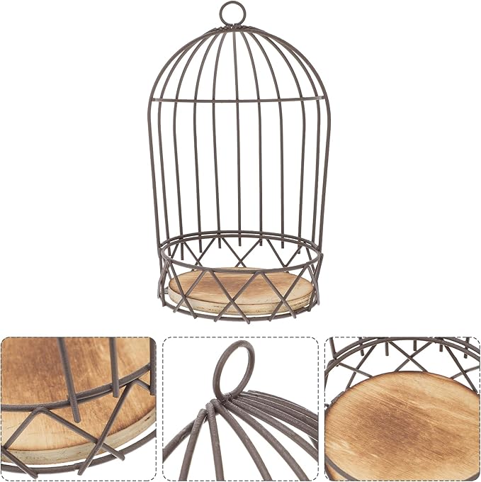 Farmhouse Birdcage Candle Holder Bird Cage Decor Lanterns Decorative Metal Candlestick Vintage Bird Cage Planter Holder Tealight Hanging Birdcage Lantern Flowerpot for Wedding Table Decor-PawvioPets