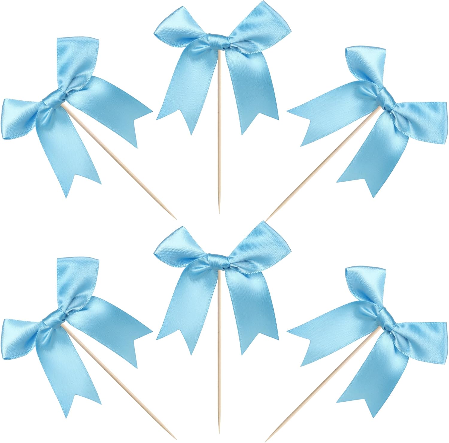 24 PCS Bow Cupcake Toppers Bowknot Cake Toppers Bow Girls Birthday Cake Decorations Bow Cake Dessert Picks Bowknot Cupcake Picks for Baby Shower Birthday Wedding Bridal Engagement Party Supplies Blue