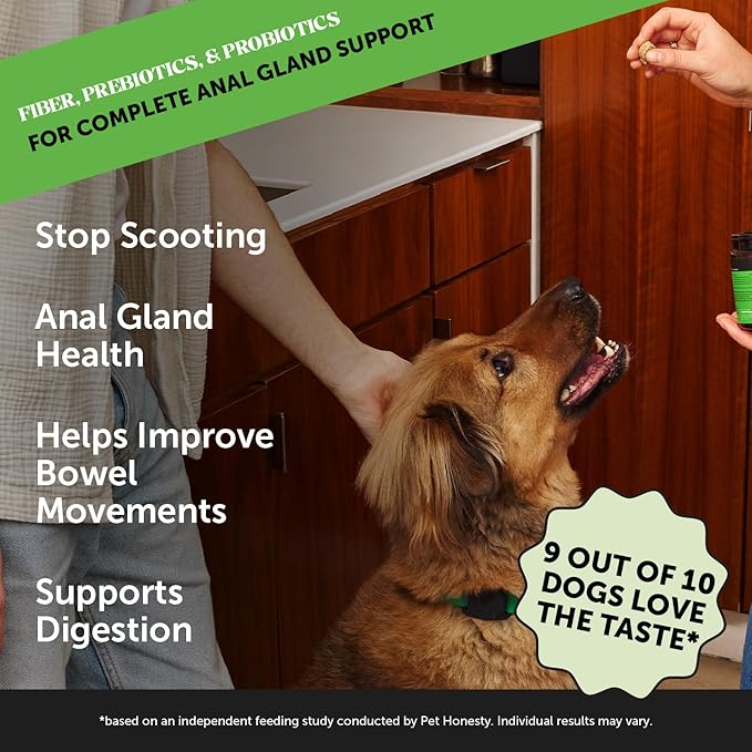 Dog Scoot Stopper - Complete Anal Gland Support with Fiber, Prebiotics & Probiotics - No Scoot for Dogs (90 ct)-PawvioPets