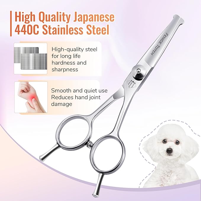 Dog Grooming Scissors: 4.75" Pet Straight Shears Made Of Advanced Stainless Steel Alloy for Trimming Dogs Cats and Other Pets Face and Paws-PawvioPets