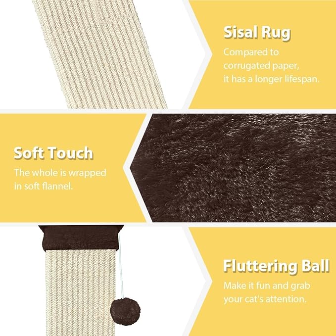 AGYM Cat Scratching Post, 32 Inch Cat Scratch Post for Cats and Kittens, Protect Your Furniture and Exercise Cats, Nature Sisal Modern Cat Scratcher for Indoor Cats, Brown-PawvioPets