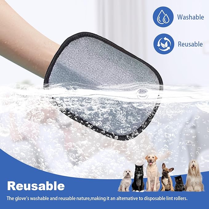 3Pcs Pet Hair Removal Gloves, Reusable Electrostatic Pet Hair Removal Gloves,Upgraded Animal Fur Removal Tool for Cats & Dogs-PawvioPets