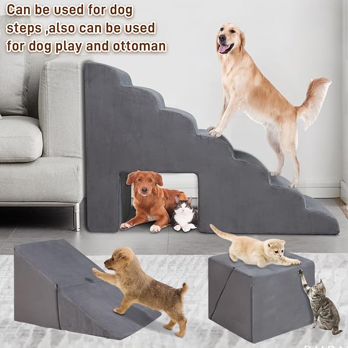 Dog Stairs & Steps for High Beds 30-36 inches High Tall for Large Medium Dogs, LitaiL 30inch 7 Steps Pet Stairs/Steps for High Beds,llDogs, Non-Slip Dog Ramps for Small Dogs and Cats-PawvioPets