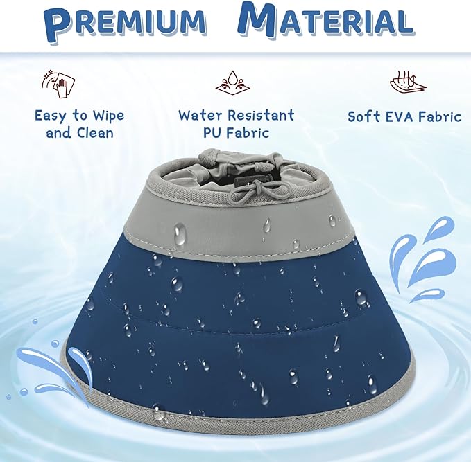 Cat Cone Collar Soft to Stop Licking, Adjustable, Foldable Lightweight Kitten Cones After Surgery Recovery for Cats & Kittens, Cat Cone Alternative (Solid Blue, S)-PawvioPets