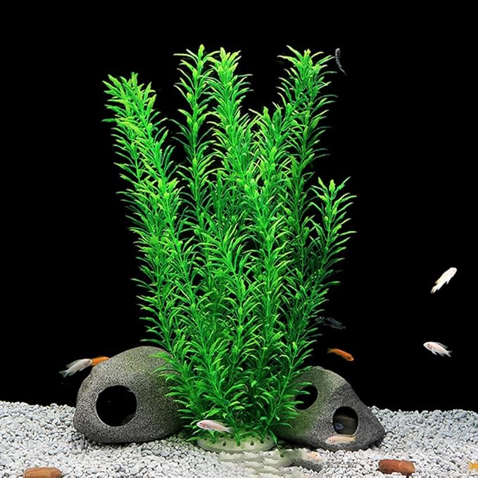 DSkoiph 2 pcs Aquarium Decor Plastic Plants Extra Large 21 Inches Artificial Fish Tank Plants Tall Fish Tank Decorations Artificial Green Water Plants (Green)-PawvioPets