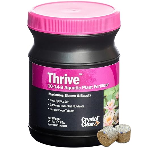 CrystalClear Thrive Aquatic Pond Plant Food, Fish Safe Water Garden Fertilizer, Nutrients Boost Lily & Lotus Flower Bloom & Root Growth, 30 Tablets-PawvioPets