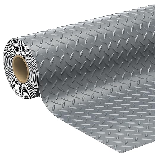 7.8 x 22 FT Garage Floor Mat, 2.8mm Thickness Diamond Plate Vinyl Garage Flooring Roll for Under Car, Large Size 172 SQFT for Large SUVs, MPV, Pickup Truck, RV-PawvioPets