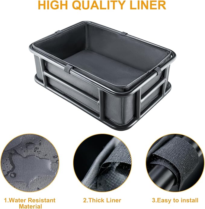 Bike Basket Rear with Liner,Waterproof Cover,Cargo Net Large Rear Bike Basket,Heavy Duty Bicycle Rear Basket for Electric Bike, Ebike,Great for Bike Trip,Carrying Grocery,Ball,Dog-PawvioPets