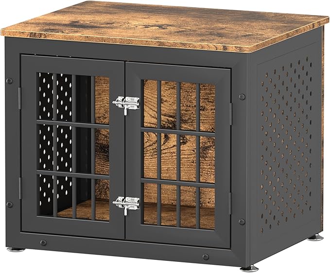 26" Heavy Duty Dog Crate Furniture for Small Dogs, Metal Kennel for High Anxiety Dogs, Chew Proof Pet Cage Indoor, Decorative Dog Kennel End Table-PawvioPets