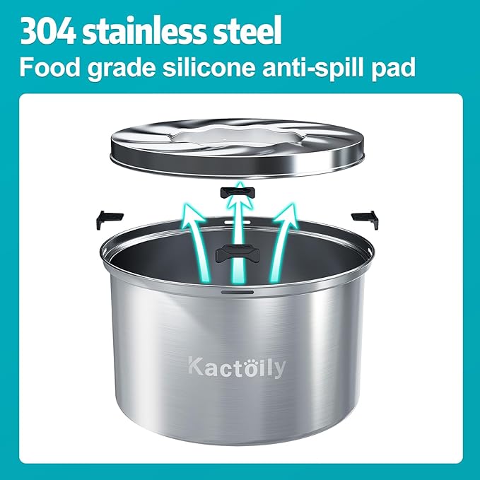 1.5 Gal Dog Water Bowl No Spill, 5.6L Slow Water Bowl for Large Dogs, Slow Drinking Dog Water Bowl Dispenser, Stainless Steel Dog Bowls for Messy Drinkers-PawvioPets
