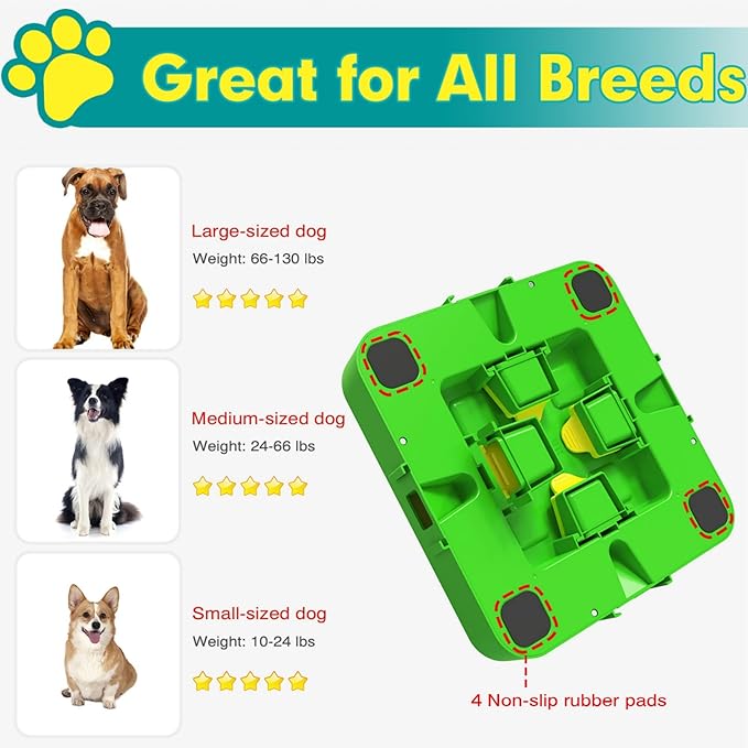 Dog Puzzle Toy Mental Stimulation - Level 3 in 1 Dogs Food Feeder Puzzle, Dog Treat Puzzle Feeder (Advanced-Green Board)-PawvioPets