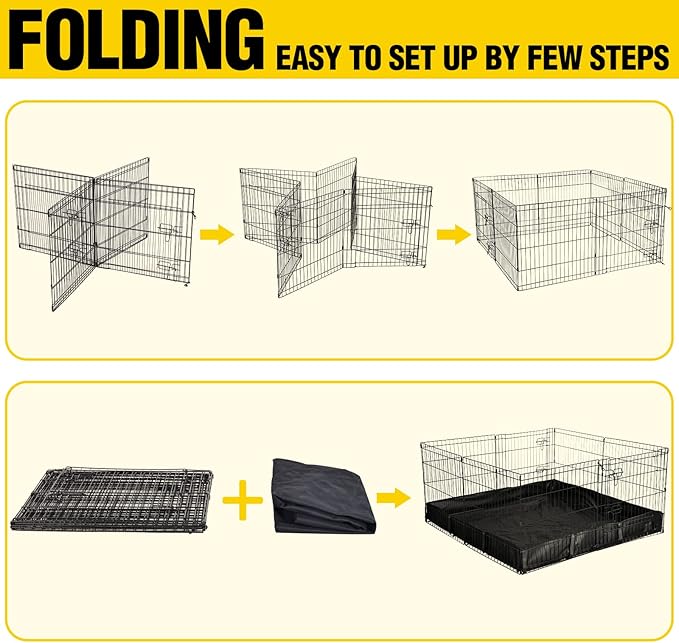 Aivituvin Rabbit Playpen Pet Pen Small Animal Cage with Waterproof Liner - Extension Playpen-PawvioPets