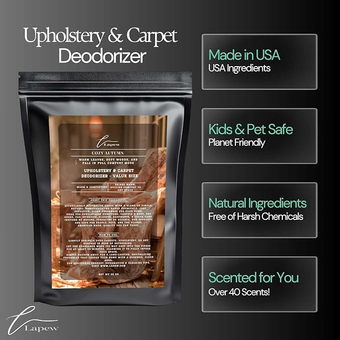 Cozy Autumn Carpet Freshener Powder Refill 36 oz | Powerful Odor Eliminator for Home | Upholstery Deodorizer | Carpet Deodorizer | Pet Urine | Cat Litter Box-PawvioPets