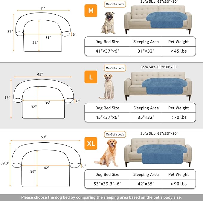 GGIB Calming Dog Bed Fluffy Plush Dog Mat for Furniture Protector with Removable Washable Cover for Large Medium Small Dogs and Cats (Large, Navy)-PawvioPets