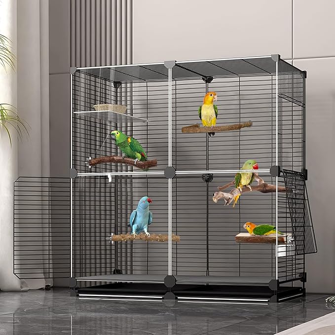 Bird Perches, 5pcs Natural Wood Birds Stand Branch, Bird Perch Chewing Stick Cage Accessories Parrot Climbing Standing Branches Paw Grinding Fork Sets for Cockatiels Ringneck Parrots-PawvioPets