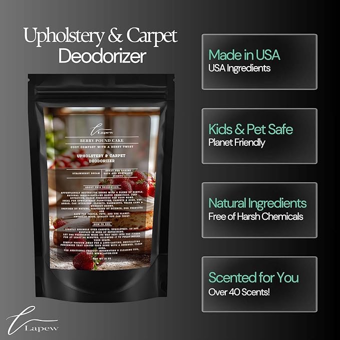 Berry Pound Cake Carpet Freshener Powder: Powerful Odor Eliminator for Home, Upholstery Deodorizer, Carpet Deodorizer, Pet Urine, Cat Litter Box - Strawberry Pound Cake Fragrance-PawvioPets