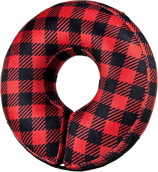 BENCMATE Inflatable Dog Cone Collar Alternative, Soft Dog Cone for Small Medium Large Dogs and Cats, Neck Recovery ECollar Donut Collar After Surgery (Medium+, Plaid)-PawvioPets