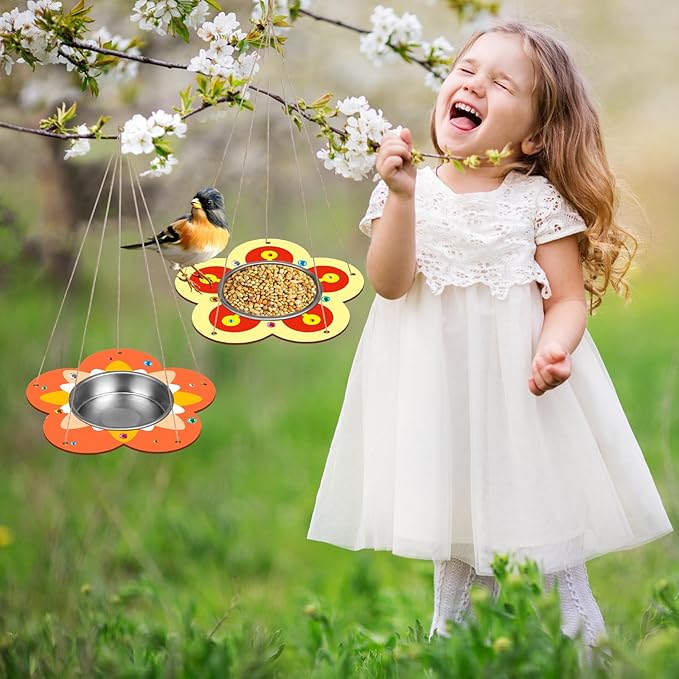 Fennoral 4 Pack Bird Feeder Kits for Kids Make Your Own Bird Feeders Wooden Art and Craft for Girls Boys Ornaments DIY to Paint Craft for Spring Garden Outdoor Decoration Summer Activities Project-PawvioPets