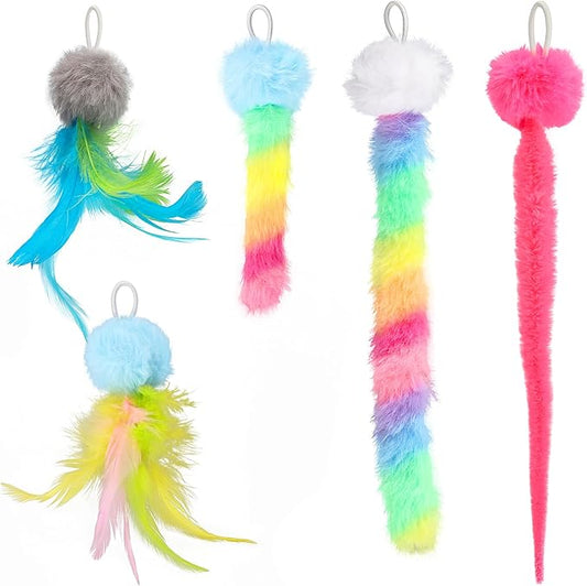 5 Pack Cat Toy Replaceable Feathers for Interactive Cat Toys with Remote Control, Cat Feather Toys Attachments for Indoor Cats Exercise and Play (Not Include Cat Toy, Only Accessories)-PawvioPets