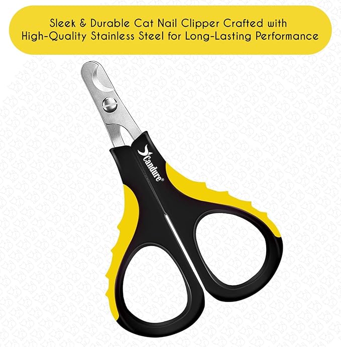 Candure Cat Nail Clipper Stainless Steel Cat Claw Trimmers for Rabbits, Guinea Pigs, Birds, Puppies, Kittens and Small Animals Pet Nail Clipper for Professional and Home Use (Yellow)-PawvioPets
