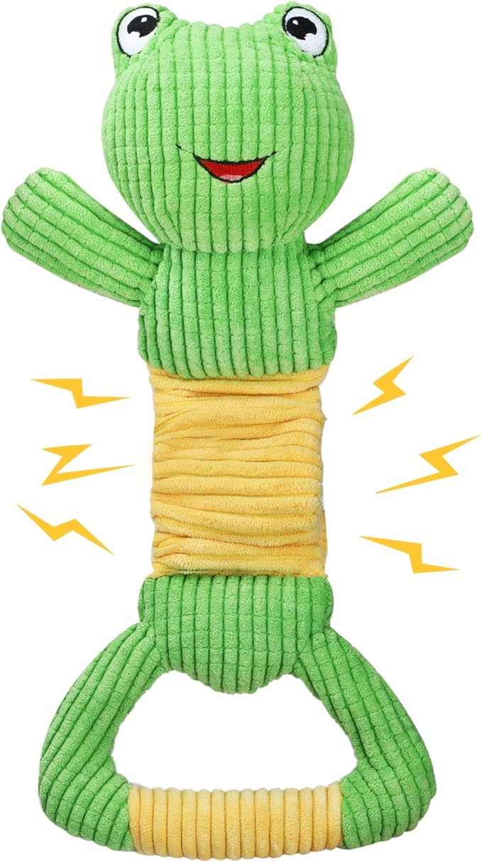 Dog Squeak Toys Durable Plush Dog Toy with Crinkle Paper, Tug of War Pull Toys for Puppies, Interactive Dog Chew Toys for Small, Medium and Large Dogs-PawvioPets