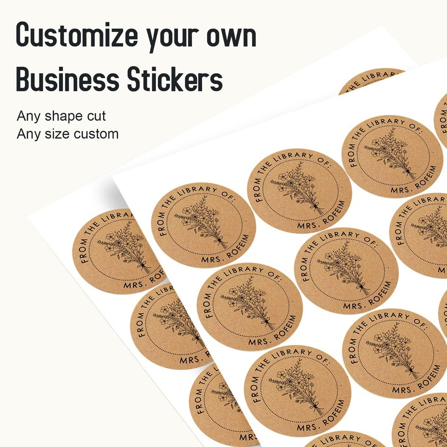 Custom Stickers for Business Logo,Personalised Logo Stickers for Small Business,Any Shape and Size Waterproof Label.Perfect for Branding, Packaging Stickers, Glossy Stickers. (Kraft Paper)