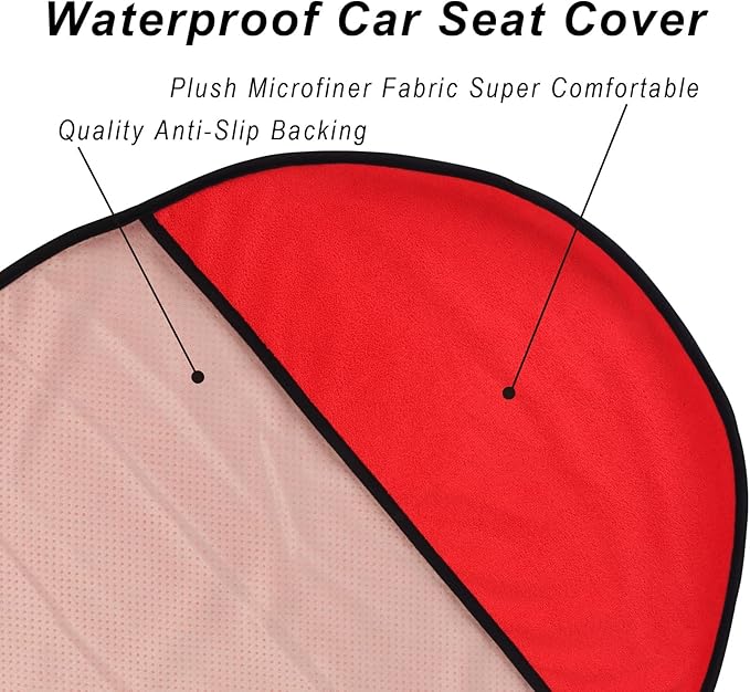 Car Seat Cover Protector Front Seats,for Gym Workout,Running,Swimming,Beach and Hiking,Waterproof Sweat Towel Bucket Seat Covers for Cars SUV Trucks (Red, 1Pcs)-PawvioPets