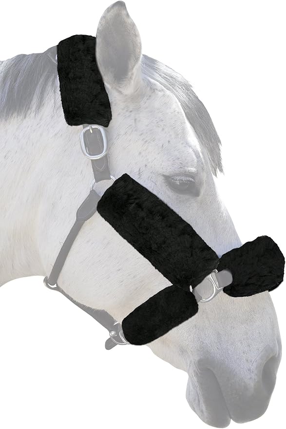 ECP Equine Comfort Products Merino Sheepskin Halter Fleece Set for Horses, 100% Natural Wool, Chafe Protection, Breathable Relief & Cushioned Comfort, Machine Washable, 6-Piece Set-PawvioPets