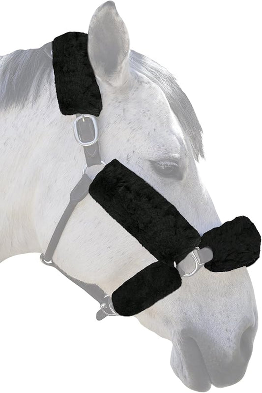 ECP Equine Comfort Products Merino Sheepskin Halter Fleece Set for Horses, 100% Natural Wool, Chafe Protection, Breathable Relief & Cushioned Comfort, Machine Washable, 6-Piece Set-PawvioPets