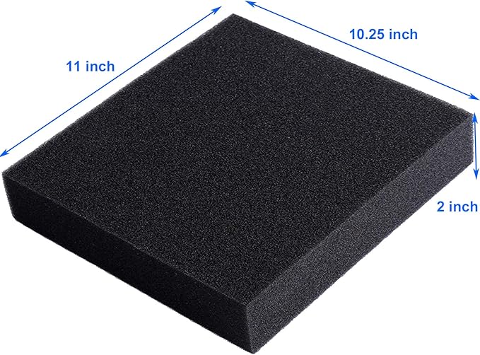 AQUANEAT Aquarium Filter Sponge Open Cell Foam Sheet Bio Sponge Filter Media Pad HMF Fish Tank Sump Divider (11" Lx 10.25" W x 2" H, Black)-PawvioPets
