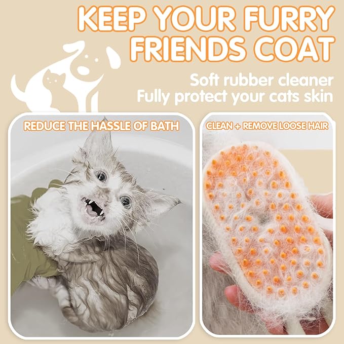 4 in 1 Cat Steam Brush for Shedding, Rechargeable Steam Cat Brush With Rotating Handle, for Massaging and Cleaning Shedding Pet Hair, for Cats Dogs (White)-PawvioPets