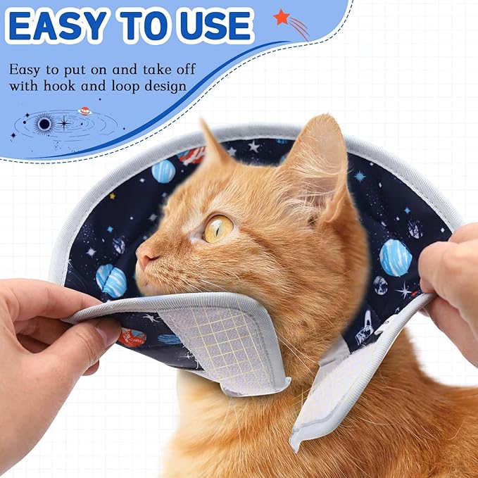 Cat Cone Collar Soft, Comfortable Cat Recovery Collar Pet Cone for Small Large Cats, Lightweight Elizabethan Collar for Cats Kittens After Surgery Prevent from Licking Wounds, Star, S-PawvioPets