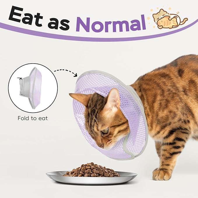 Cat Cone Collar Soft to Stop Licking After Surgery, Waterproof Lightweight Recovery Collar for Cats and Small Dogs, Elizabeth Plastic Cone Alternative, Neck Pillow to Prevent Scratches-PawvioPets