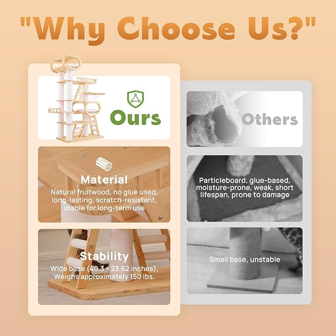 76.8'' Modern Cat Tree for Indoor Cats, Tall Wooden Cat Tower for Home Decoration, Multi-Level Tower with Transparent Cat Bed, Huge Cat Condo for Multi-Cat Families-PawvioPets