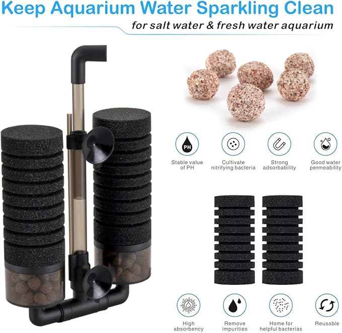 hygger Aquarium Double Sponge Filter for Fresh Water and Salt-Water Fish Tank (M)-PawvioPets
