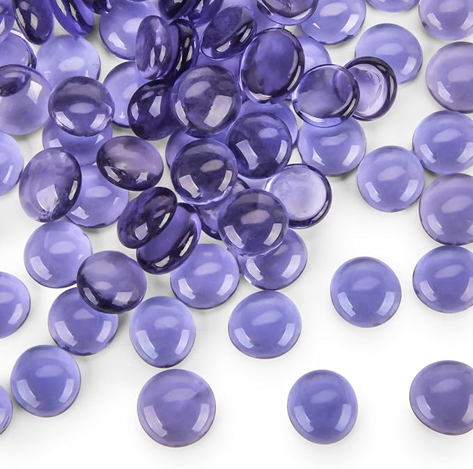 FUTUREPLUSX 1LB Purple Flat Glass Marbles, Purple Vase Filler, Glass Pebbles, Aquarium Rocks Fish Tank Beads for DIY Crafts Table Scatter Decor-PawvioPets
