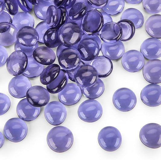 FUTUREPLUSX 1LB Purple Flat Glass Marbles, Purple Vase Filler, Glass Pebbles, Aquarium Rocks Fish Tank Beads for DIY Crafts Table Scatter Decor-PawvioPets
