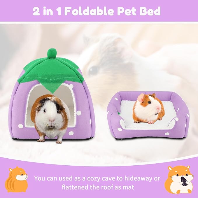 BWOGUE Guinea Pig House Bed Cozy Hamster Cave Large Hideout for Dwarf Rabbits Hedgehog Bearded Dragon Winter Nest Hamster Cage Accessories-PawvioPets