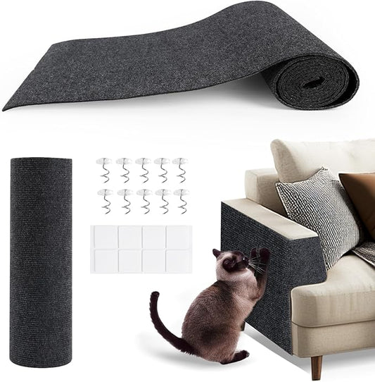 78.7"x15.8"Self-Adhesive Climbing Cat Scratch Protector Pads - Trimmable Furniture Guard for Sofa, Walls & Floors, DIY Cat Tree/Tower/Bed, Replaceable Scratch-Resistant Mats (Dark Gray)-PawvioPets