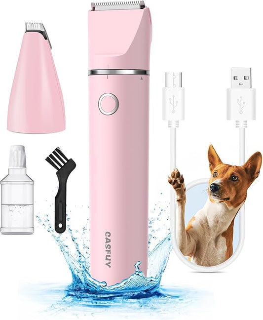 Casfuy Cordless Dog Paw Trimmer - Low Noise Small Dog Clippers with Double Blades USB Rechargeable Grooming Clipper for Dogs Cats and Small Pets for Trimming Hair Around Paws, Eyes, Ears, Face, Rump-PawvioPets