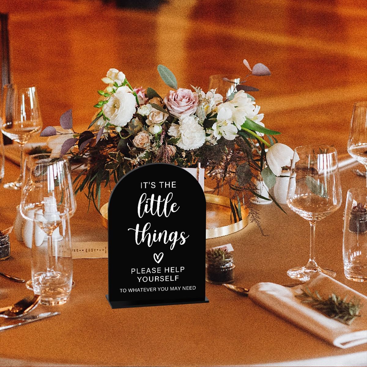 Acrylic Wedding Sign, Bridal Shower Decorations, It's the Little Things Sign for Ceremony, Modern Font Table Signs, Acrylic Table Top Signs for Wedding Reception and Event Party (Black)