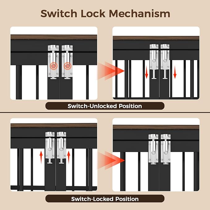38 Inch Heavy Duty Wooden Dog Kennel End Table with Double Door Design and Secure Locks, Indoor Pet Crate Furniture for Medium Dogs, Decorative Home Cage Design,Aged Black-PawvioPets