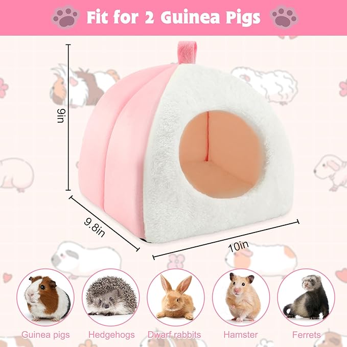 BWOGUE Guinea Pig House Bed Cozy Hamster Cave Large Hideout for Dwarf Rabbits Hedgehog Bearded Dragon Winter Nest Hamster Cage Accessories-PawvioPets