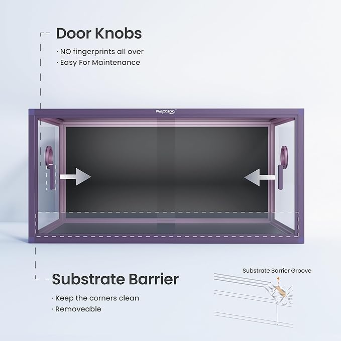 50 Gallon Bearded Dragon Tank, Reptile Enclosure for Easy Maintenance, Front Opening Reptile Tank with Top Screen Ventilation & Glass Sliding Door 36''x18''x18''-PawvioPets