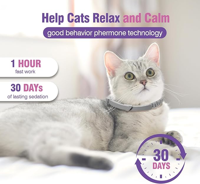 Calming Collar for Cats 4 Pack - Adjustable Soother - Anxiety Relief - Stress Pheromone Collar - Comfort Cat Calm Collars - Lasts 30 Days-PawvioPets