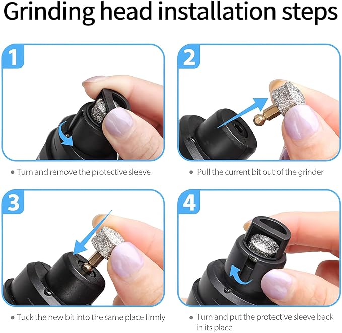 Electric Dog Nail Grinder - USB Rechargeable Electric Nail Trimmer with 3 Diamond Grinding Heads for Small to Large Dogs & Cats-PawvioPets