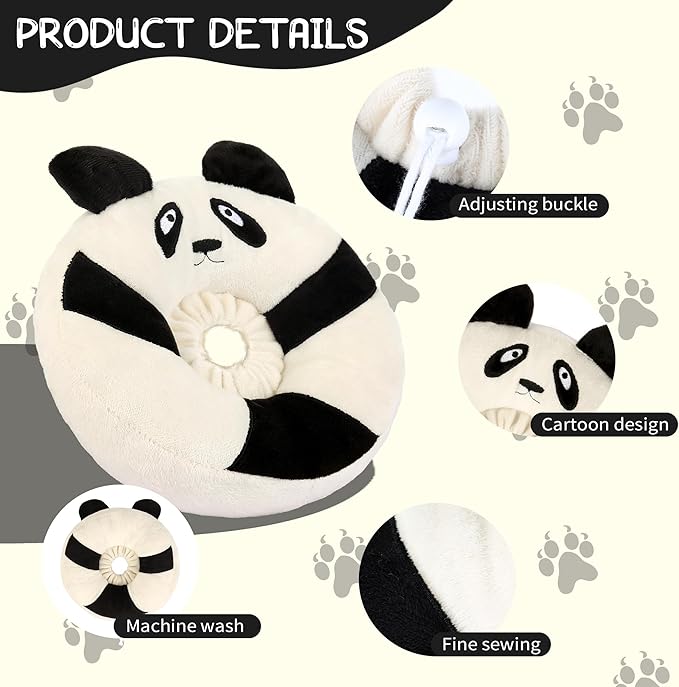 Adjustable Cat Collar Soft to Stop Licking After Surgery for Kitten, Alternative to Cone of Shame, Donut Cone for Cats, Pet Elizabethan Collar (Panda, Medium)-PawvioPets