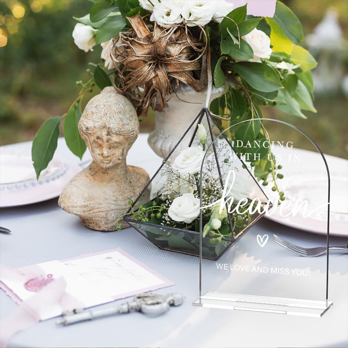 Acrylic Wedding Sign Dancing With Us In Heaven Sign for Wedding Wedding Signs for Ceremony Modern Calligraphy Arch Acrylic Table Top Sign for Wedding Reception and Event Party Table